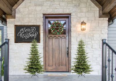 Personalized Merry Christmas Sign | Porch Entryway Wood Sign - Mulberry Market Designs