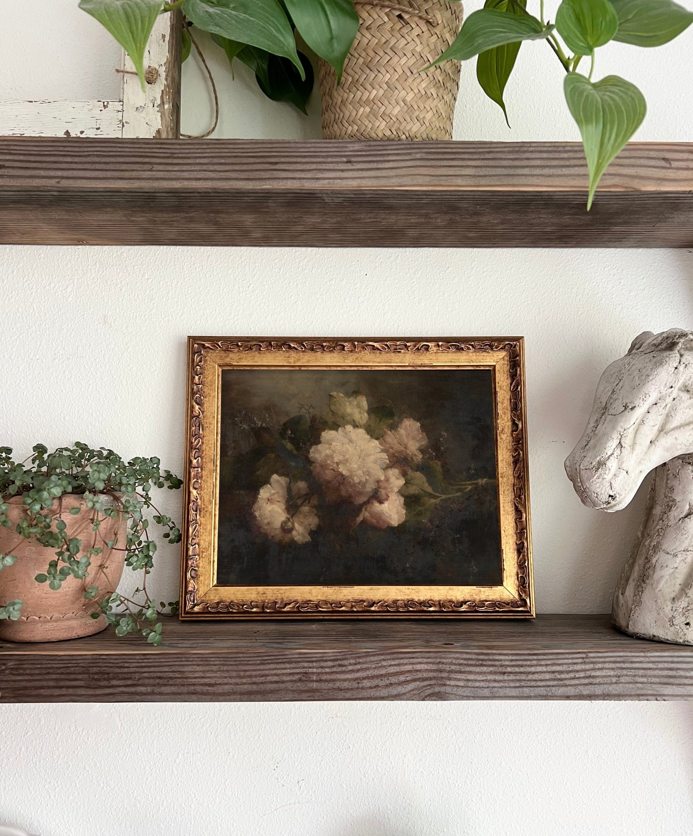 Vintage Art Moody Floral Peony Painting - Mulberry Market Designs