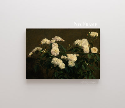 Moody White Roses Vintage Wall Art - Mulberry Market Designs