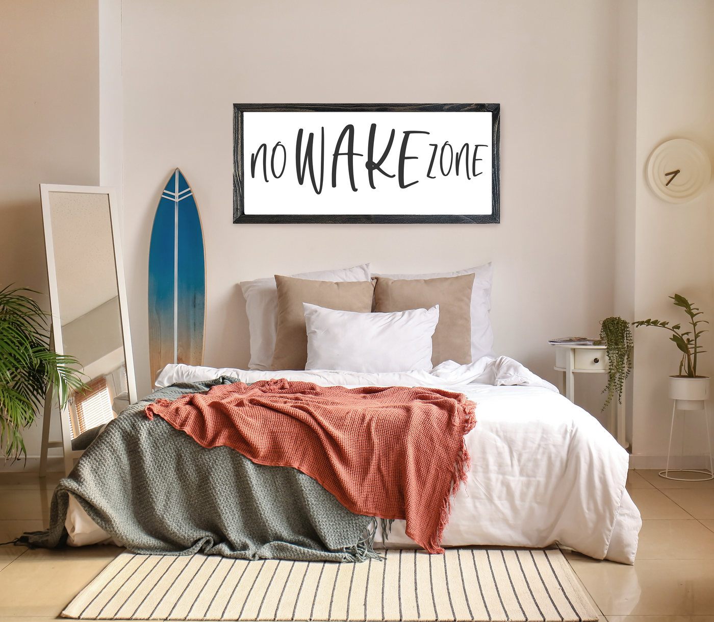 No Wake Zone Wall Art Wood Framed Sign