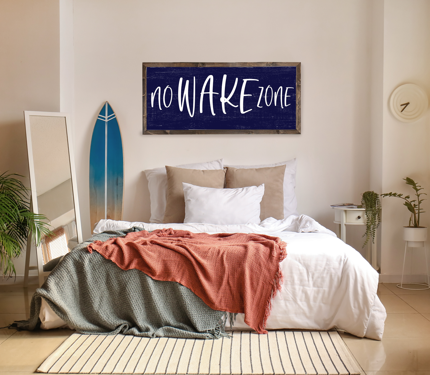 No Wake Zone Wall Art Wood Framed Sign