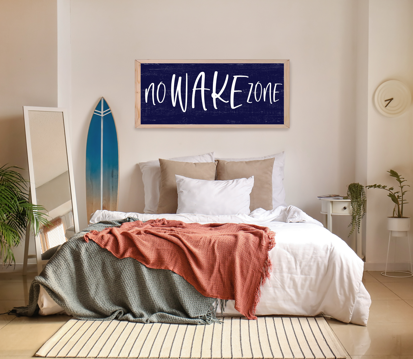 No Wake Zone Wall Art Wood Framed Sign