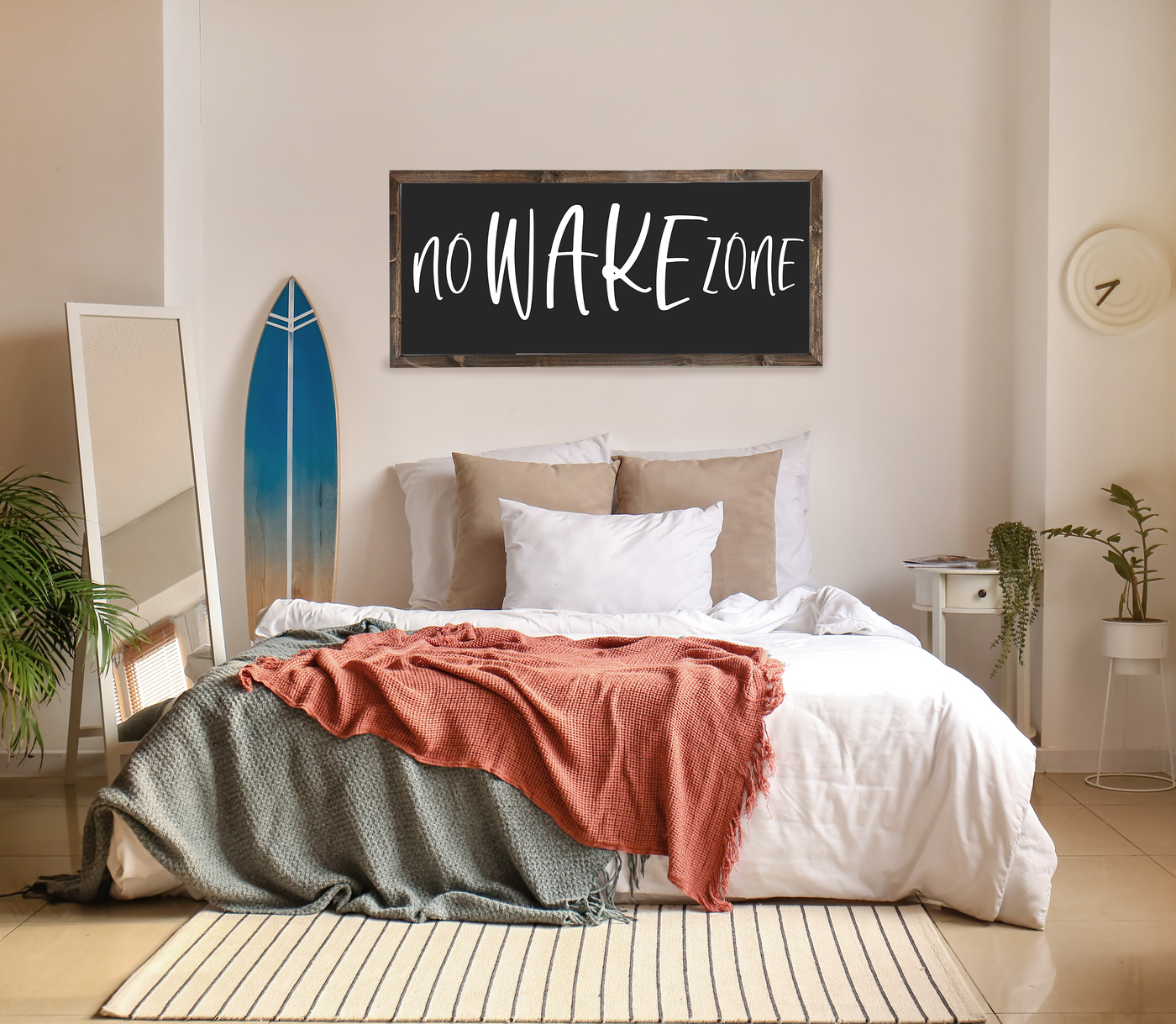 No Wake Zone Wall Art Wood Framed Sign