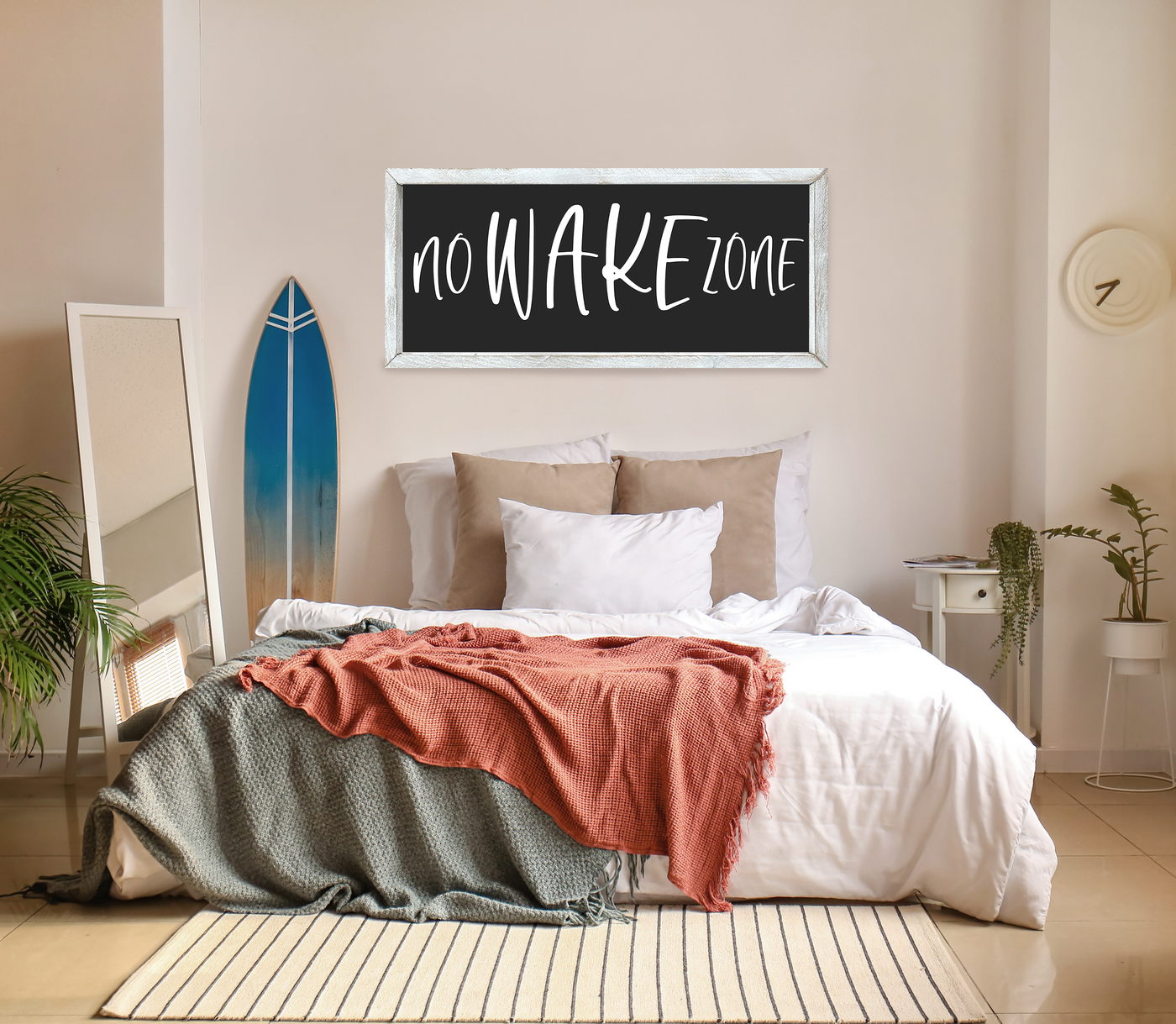 No Wake Zone Wall Art Wood Framed Sign