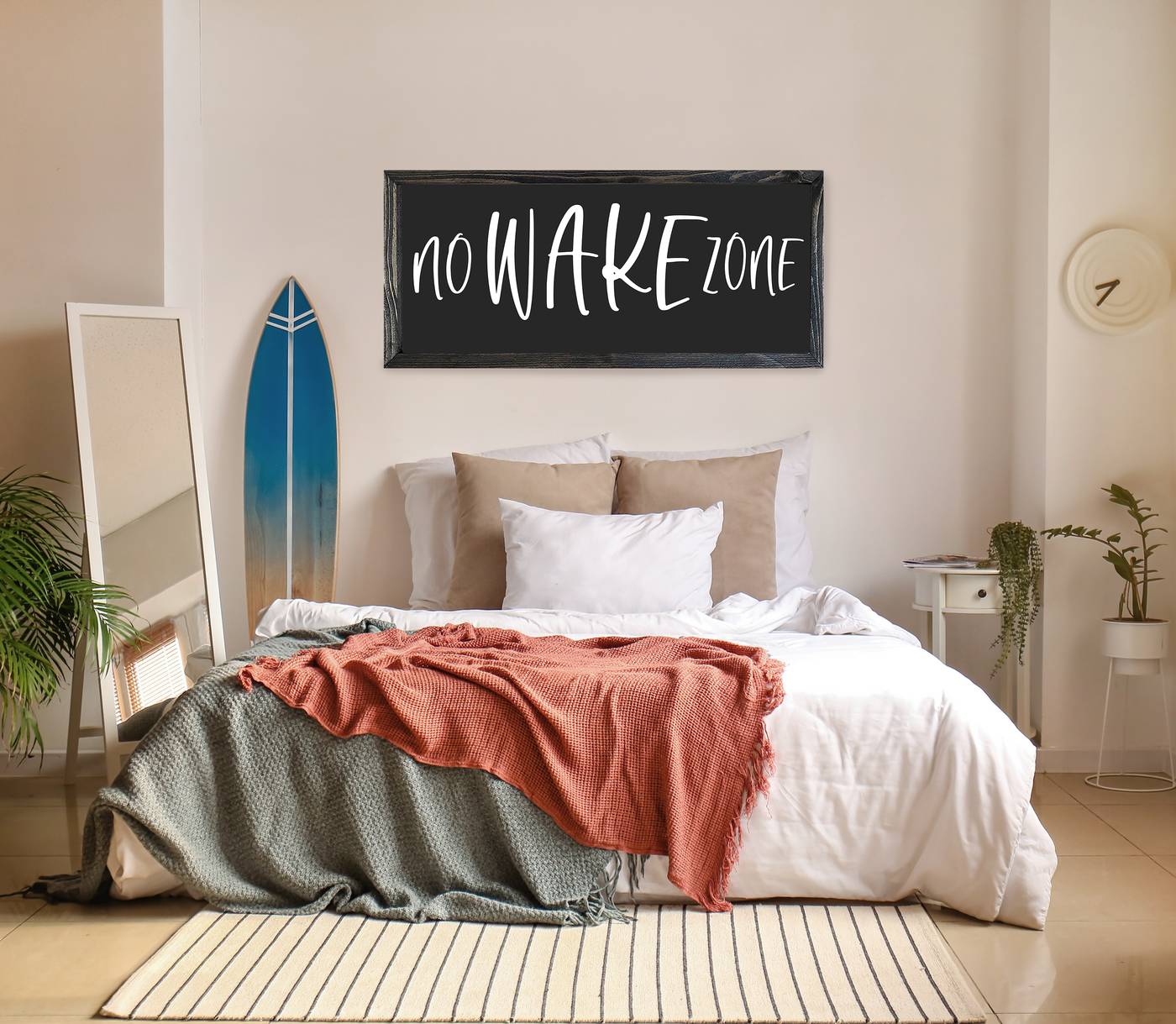 No Wake Zone Wall Art Wood Framed Sign