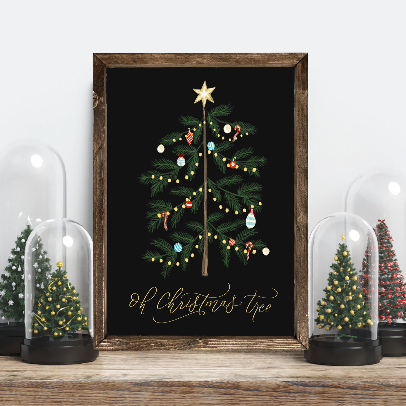 Oh Christmas Tree Sign Wood Framed Sign - Mulberry Market Designs