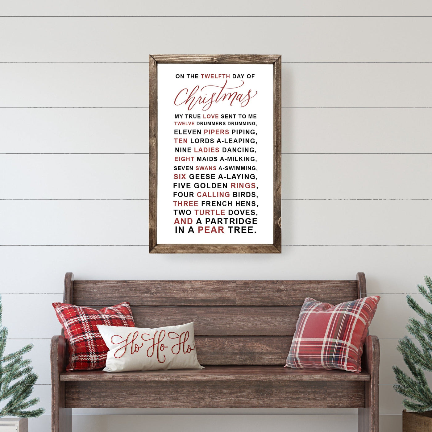 12 Days Of Christmas Farmhouse Sign Wood Framed Sign