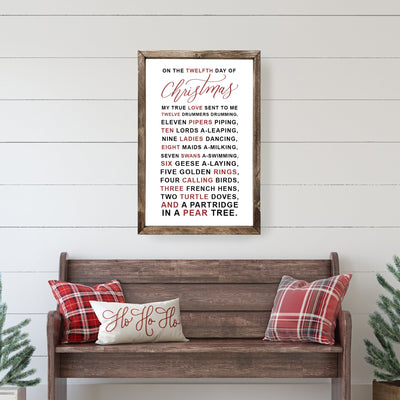 12 Days Of Christmas Farmhouse Sign Wood Framed Sign