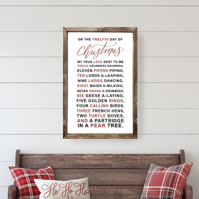 12 Days Of Christmas Farmhouse Sign Wood Framed Sign