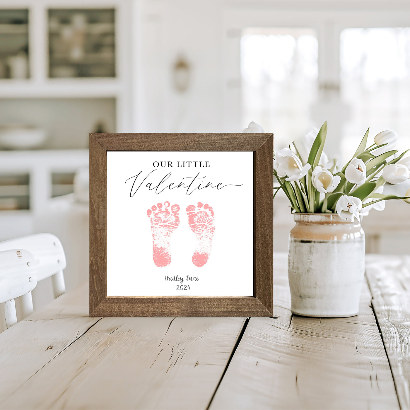 Personalized Footprint Handprint Our Little Valentine Sign