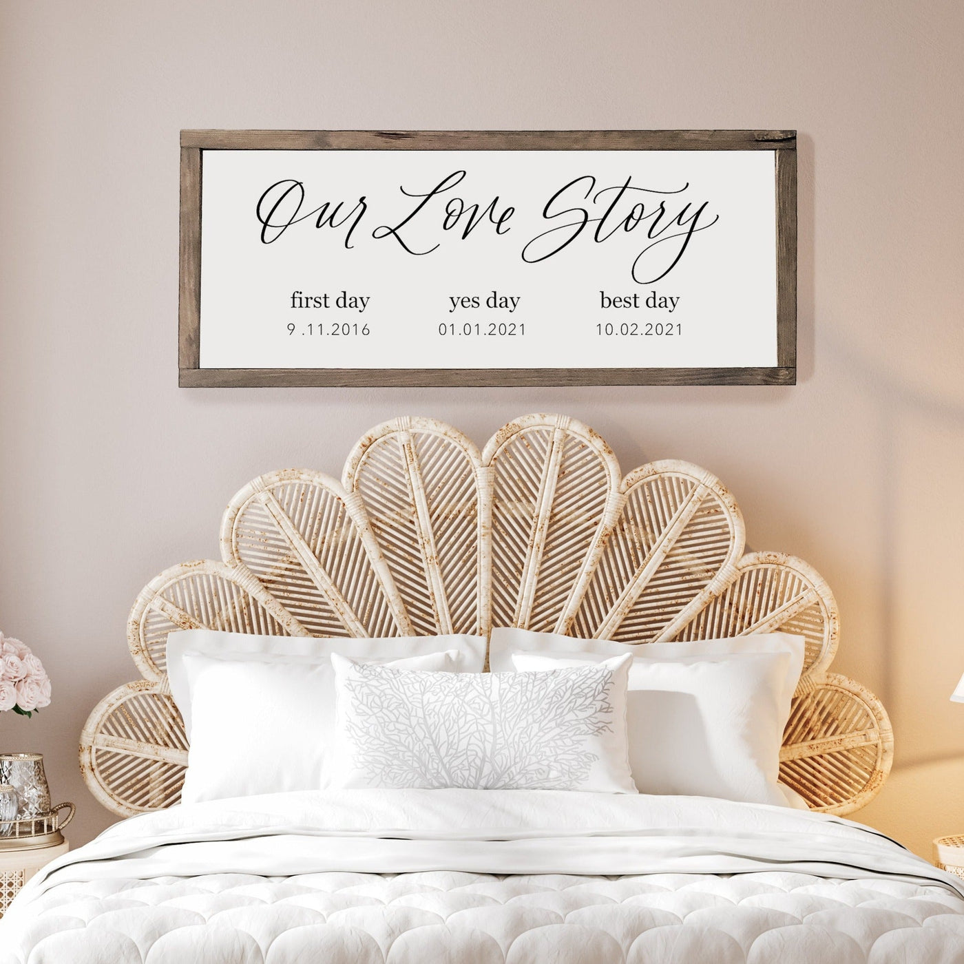 Personalized Our Love Story Wood Framed Sign - Mulberry Market Designs