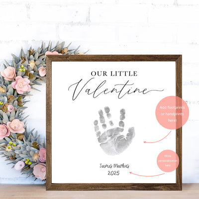 Personalized Footprint Handprint Our Little Valentine Sign