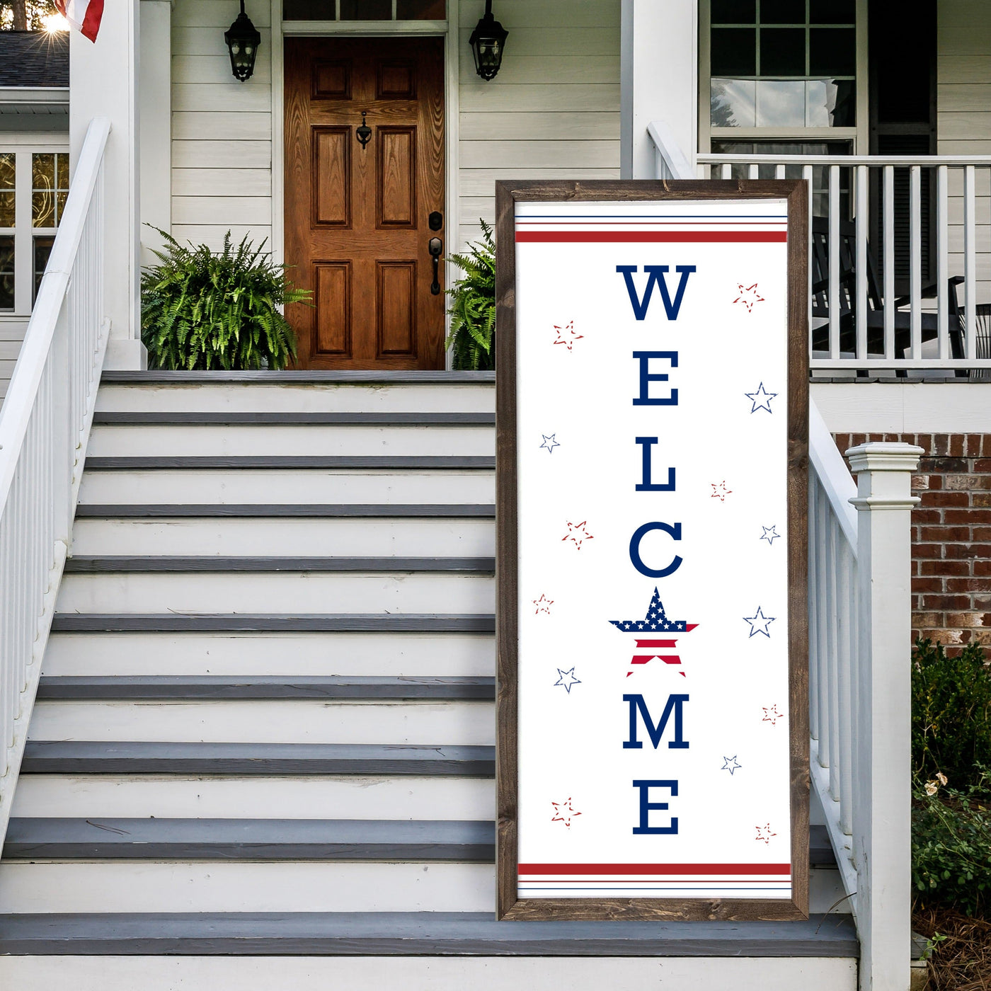 American Patriotic Welcome Sign | July 4Th Porch