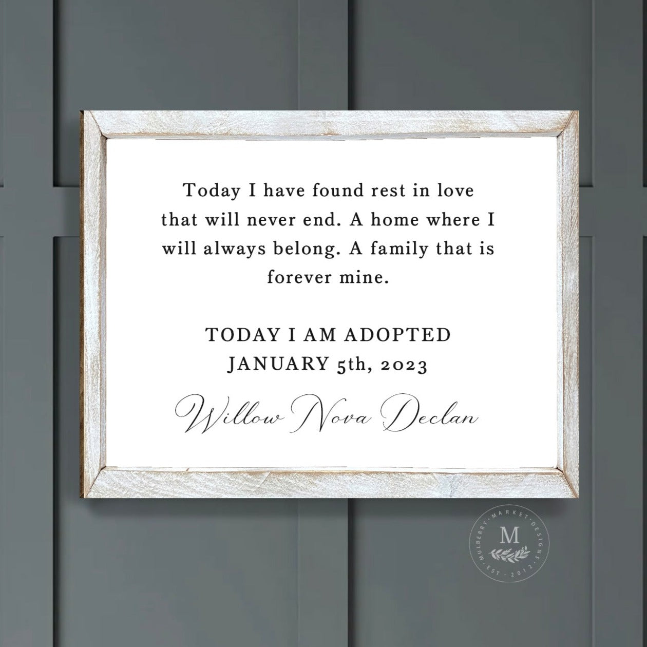 Today I Am Adopted Personalized Adoption Sign Wood Framed Sign