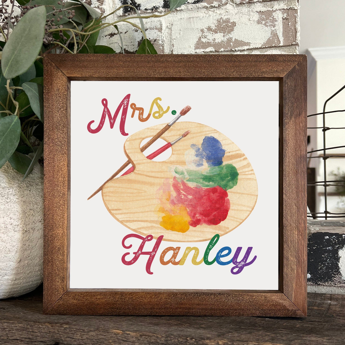 Personalized Art Teacher Sign Wood Framed Sign