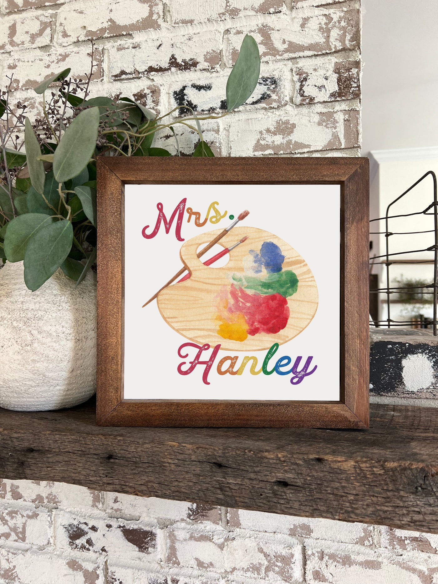 Personalized Art Teacher Sign Wood Framed Sign