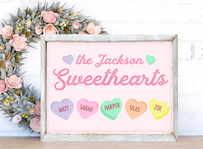 Personalized Sweethearts Family Valentines Name Sign - Mulberry Market Designs