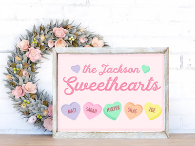 Personalized Sweethearts Family Valentines Name Sign - Mulberry Market Designs