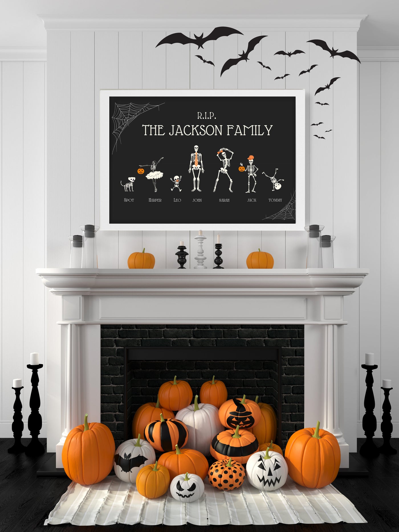 Personalized Skeleton Family Halloween Sign - Mulberry Market Designs