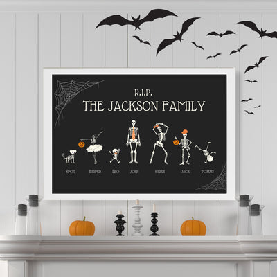 Personalized Skeleton Family Halloween Sign - Mulberry Market Designs