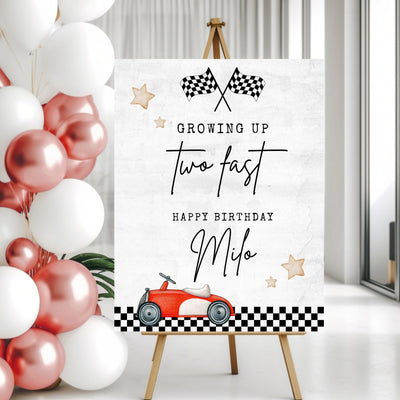 Personalized Race Car Birthday Party Sign - Mulberry Market Designs