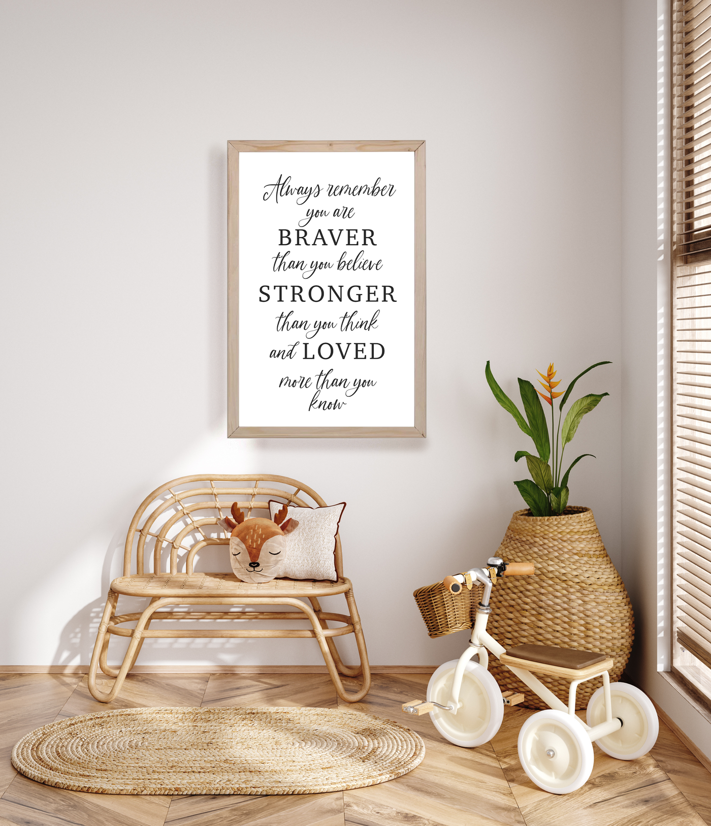 Always Remember You Are Braver Stronger Nursery Wall Art Wood Framed Sign