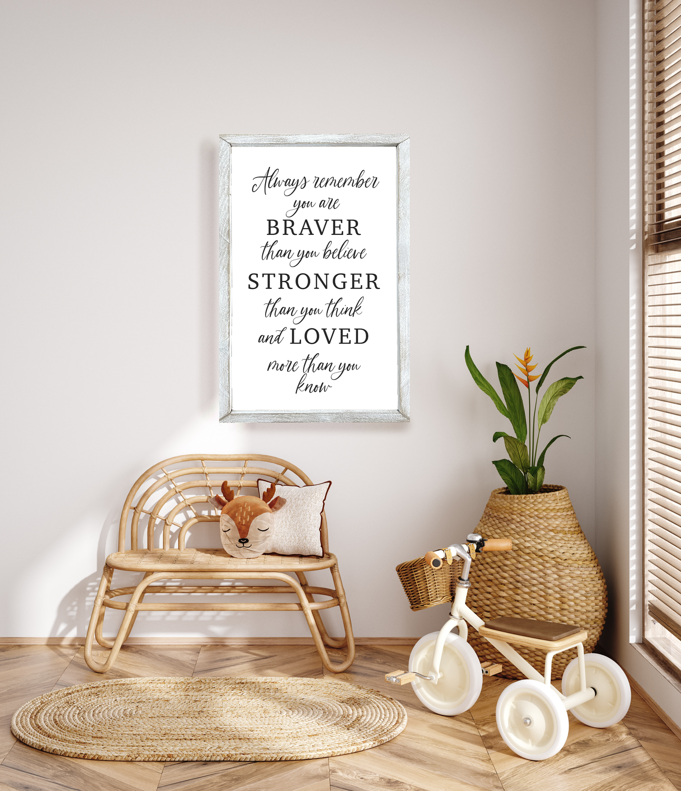 Always Remember You Are Braver Stronger Nursery Wall Art Wood Framed Sign