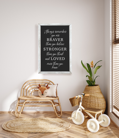 Always Remember You Are Braver Stronger Nursery Wall Art - Mulberry Market Designs