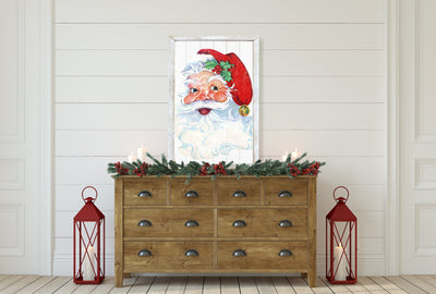 Retro Santa Wood Framed Sign Wood Framed Sign