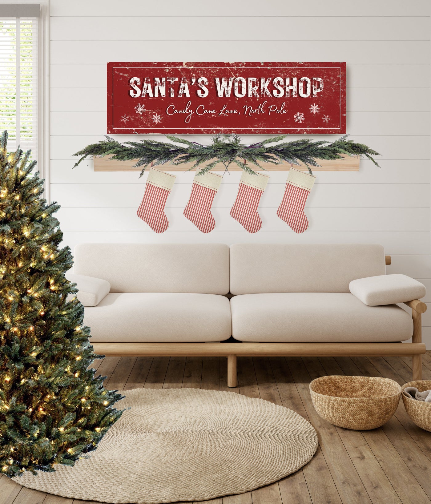 Metal Santa's Workshop Christmas Sign - Mulberry Market Designs