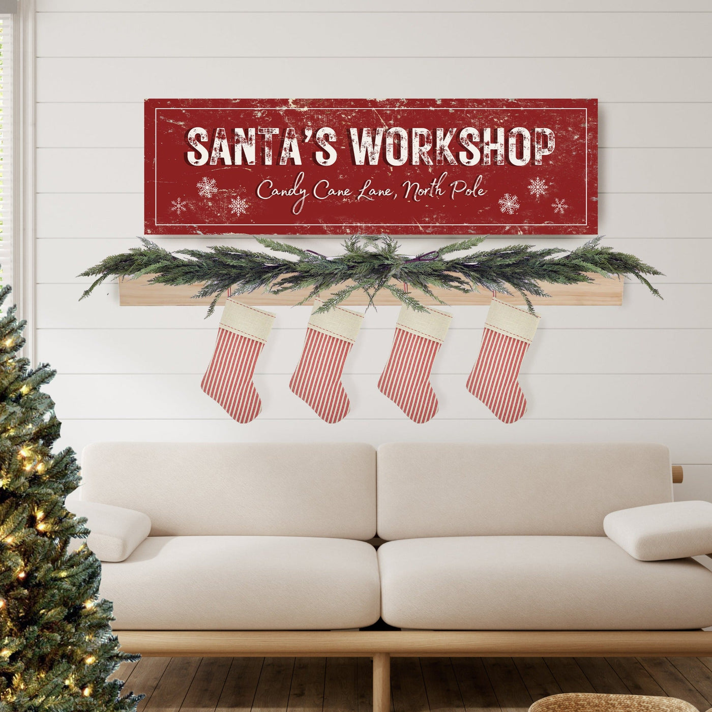 Metal Santa's Workshop Christmas Sign - Mulberry Market Designs