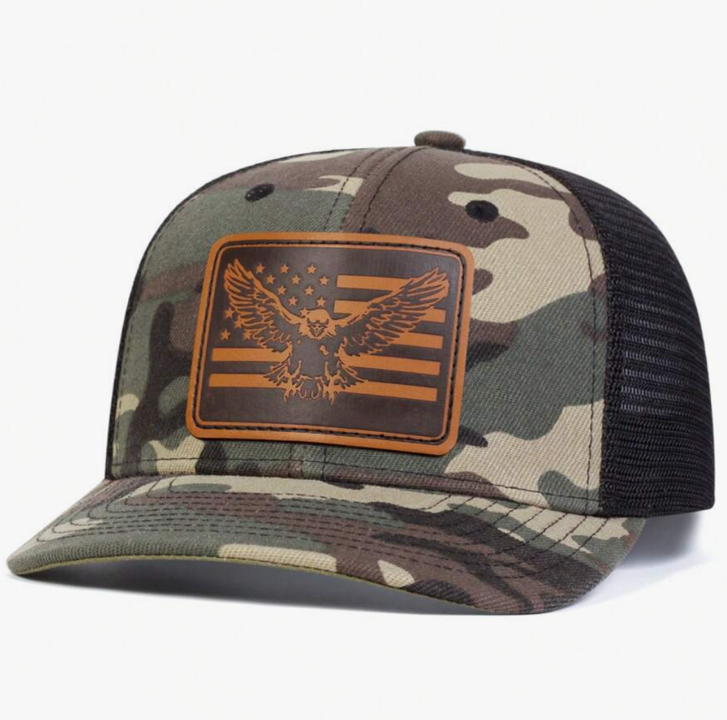 Camouflage Eagle American Flag Men's Hat - Mulberry Market Designs