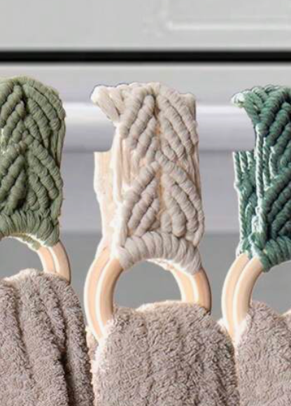 Kitchen Tea Towel Holder Macrame Ring - Mulberry Market Designs