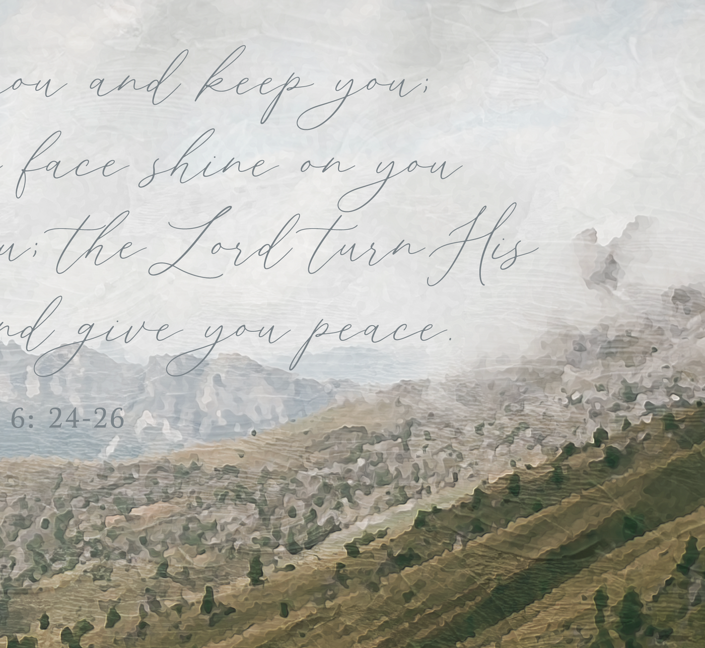 The Lord Bless You Mountain Scene Scripture Wall Art