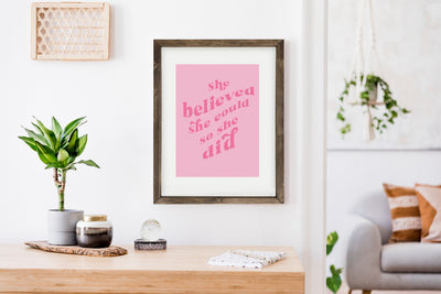 She Believed She Could So She Did Boho Wall Art Print - Mulberry Market Designs