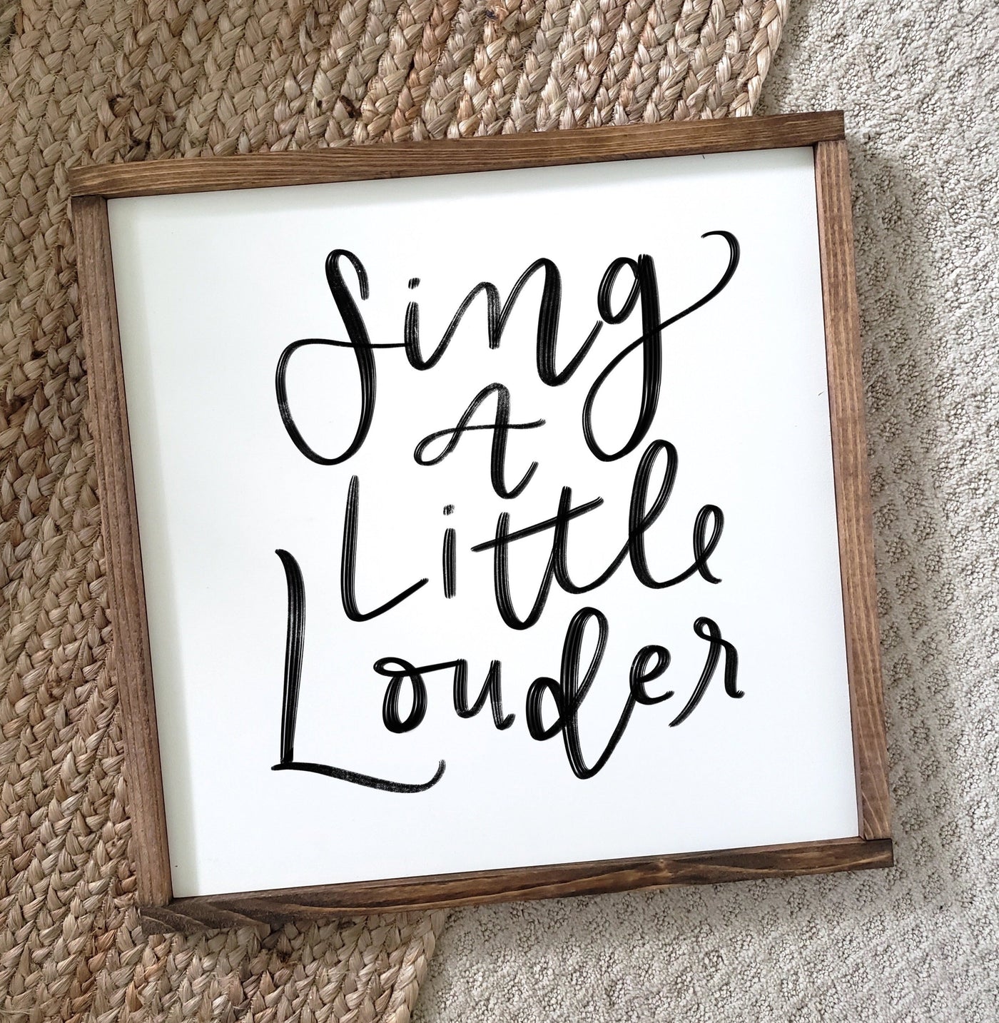 Sing A Little Louder Wood Framed Sign - Mulberry Market Designs