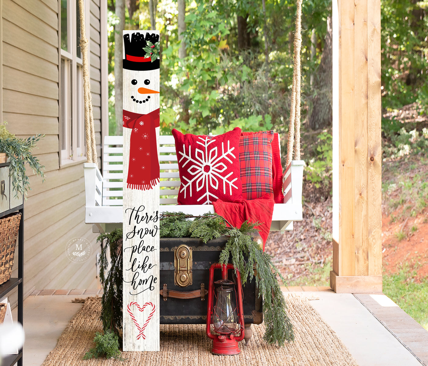 Snowman There's Snow Place Like Home Leaning Christmas Porch Sign