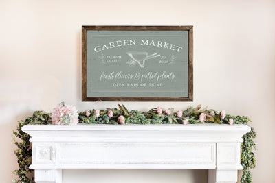 Garden Market Farmhouse Wall Art Wood Framed Sign