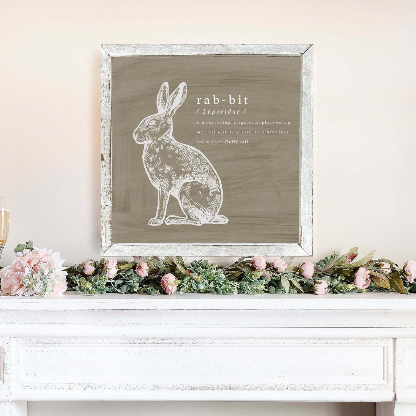 Spring Rabbit Farmhouse Sign Wood Framed Sign