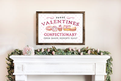 Sweet Valentines Confectionary Wall Art Wood Framed Sign