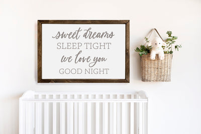 Sweet Dreams Sleep Tight Neutral Nursery Sign - Mulberry Market Designs