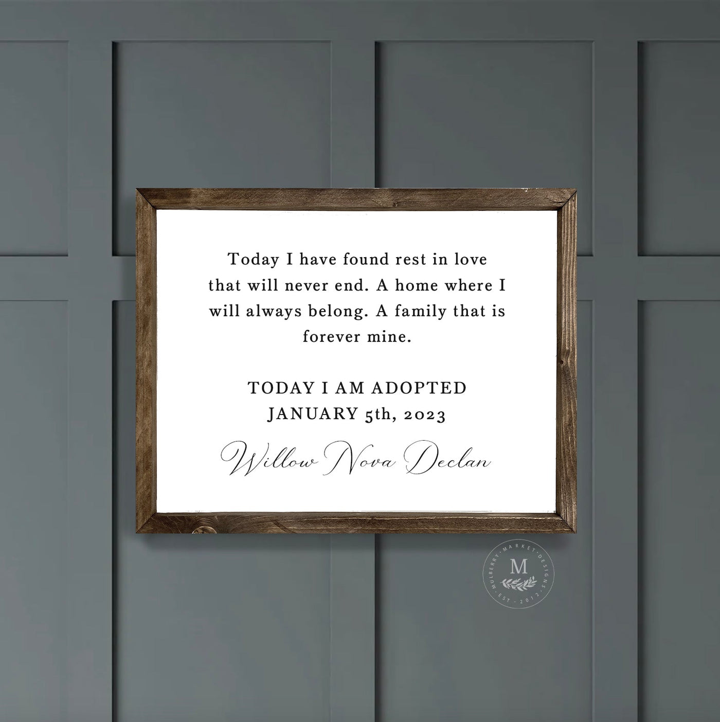 Today I Am Adopted Personalized Adoption Sign Wood Framed Sign