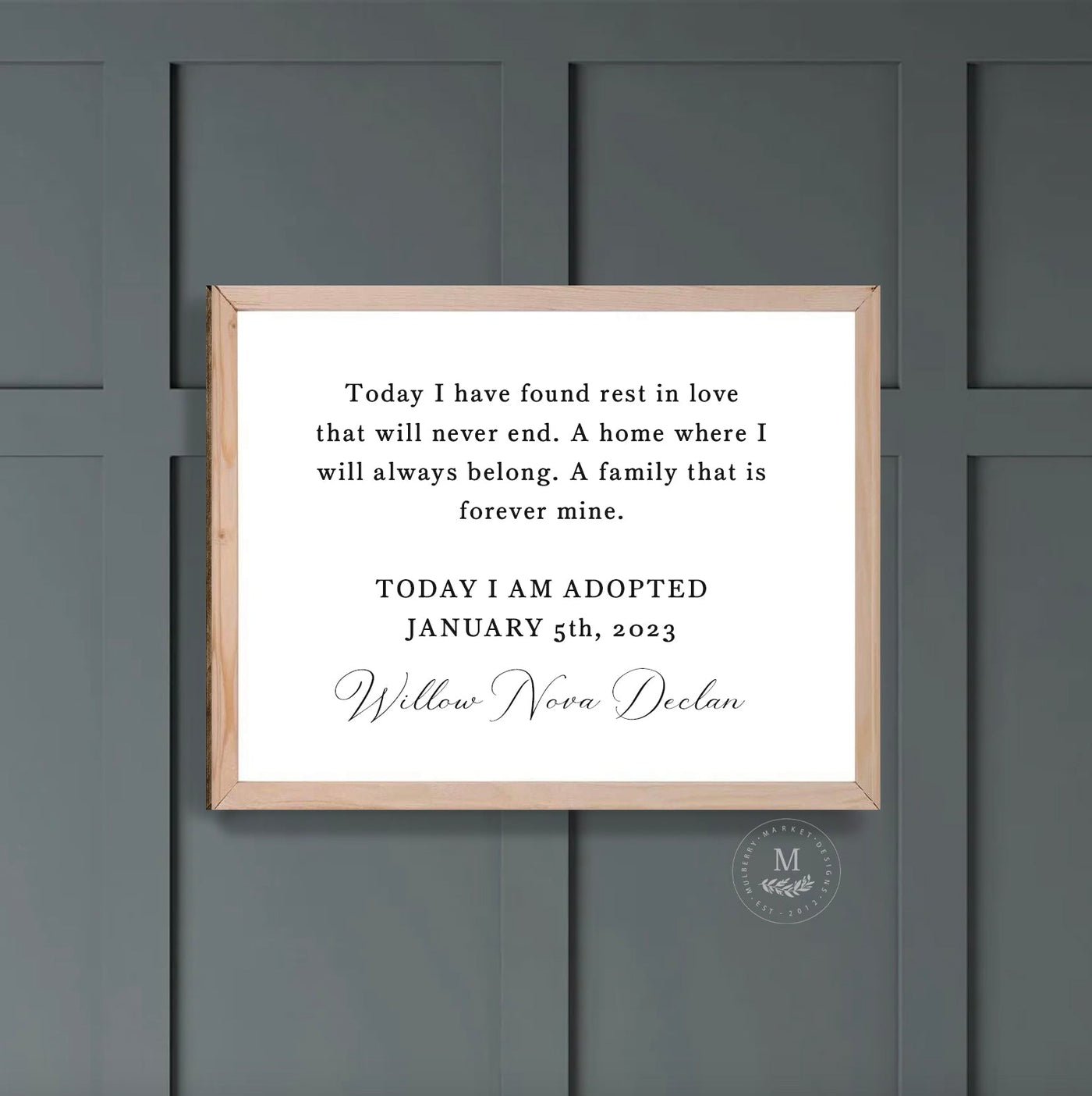 Today I Am Adopted Personalized Adoption Sign Wood Framed Sign