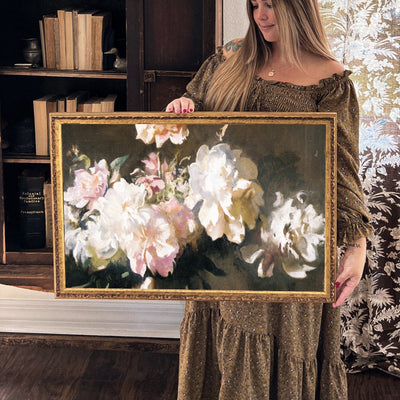 Vintage Peonies Painting Gold Framed Art - Mulberry Market Designs