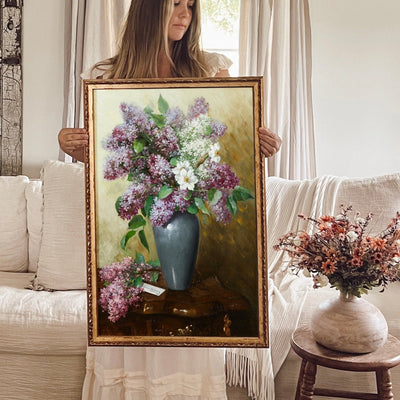 Vintage Lilac in A Vase Painting Gold Framed Art - Mulberry Market Designs