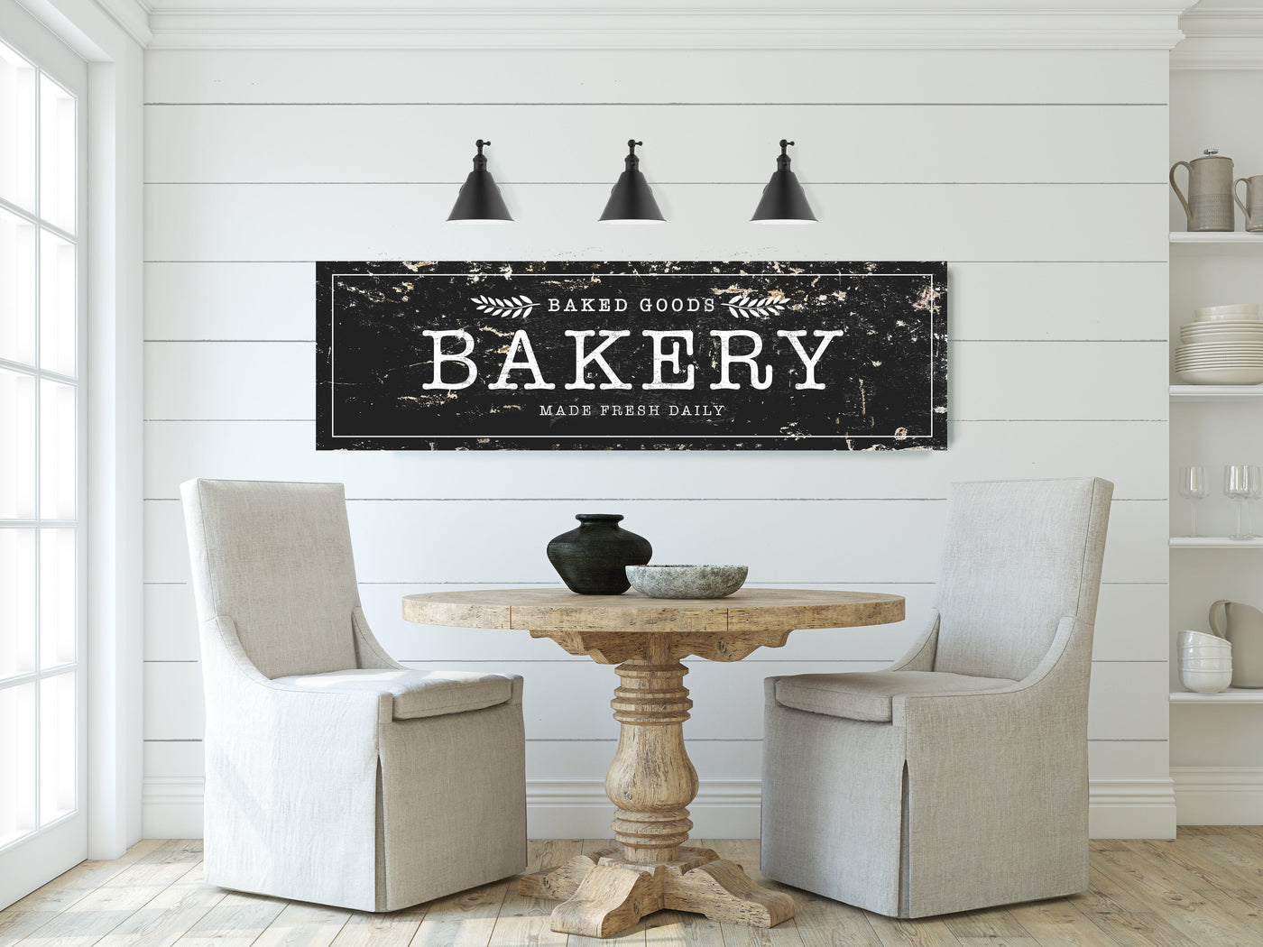 Antique Metal Bakery Sign 20X6 / Black Wood Framed Sign