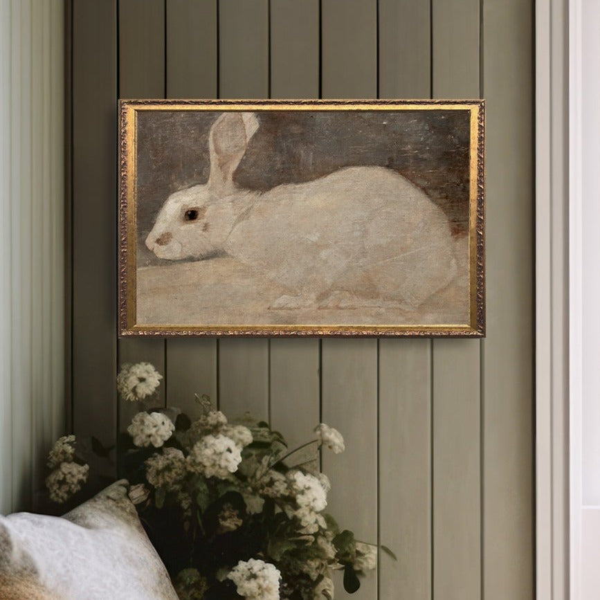 Vintage Art Rabbit Spring Painting - Mulberry Market Designs