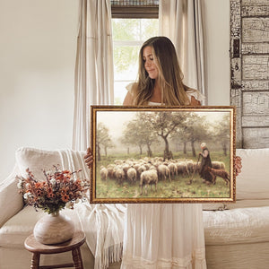 Vintage Field of Sheep Painting - Mulberry Market Designs