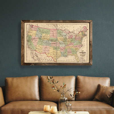 Vintage USA Map Wall Art - Mulberry Market Designs