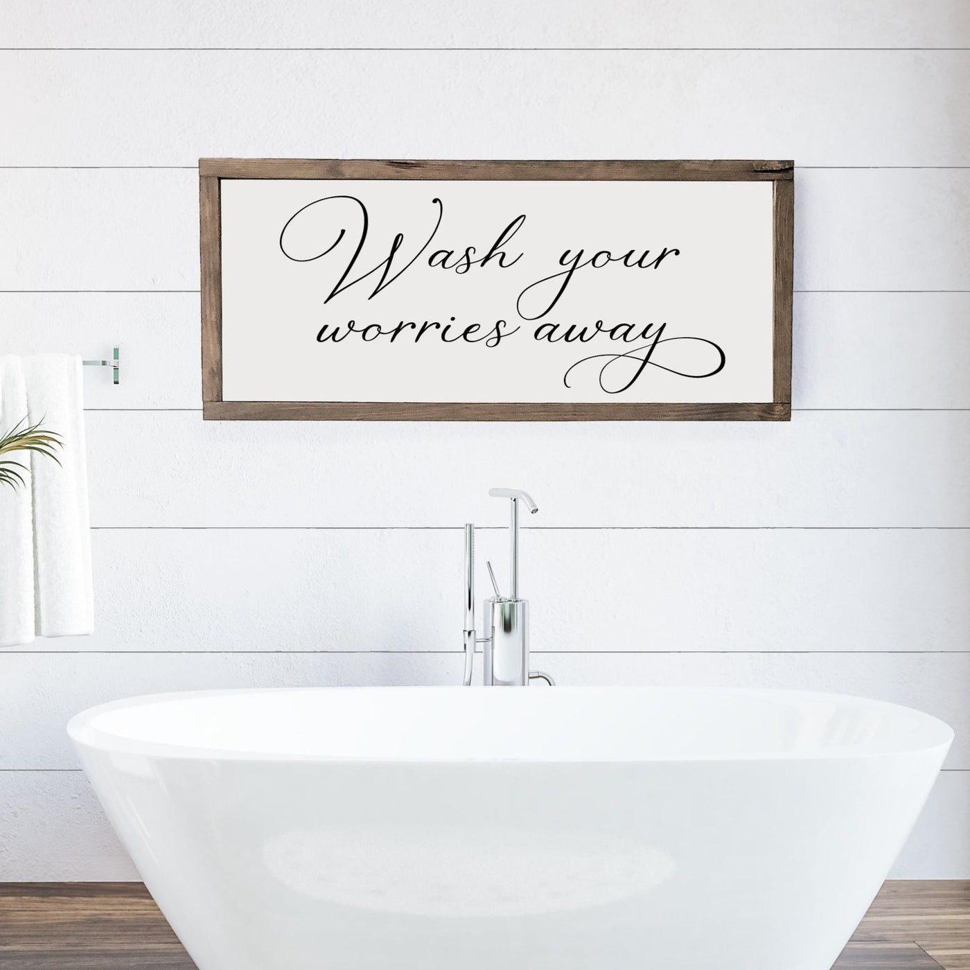 Wash Your Worries Away | Wood Framed Sign